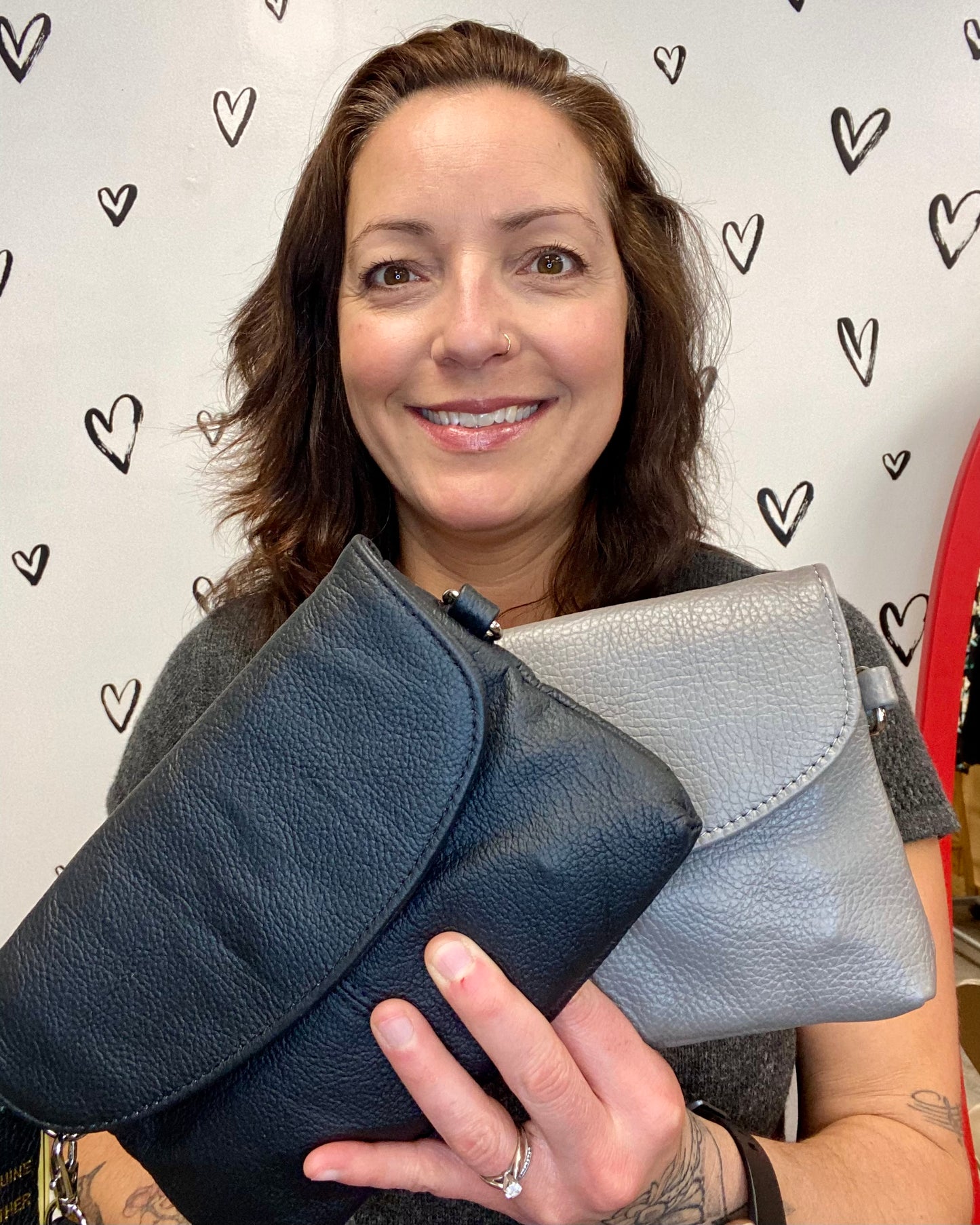 Leather Crossbody + Clutch Purse