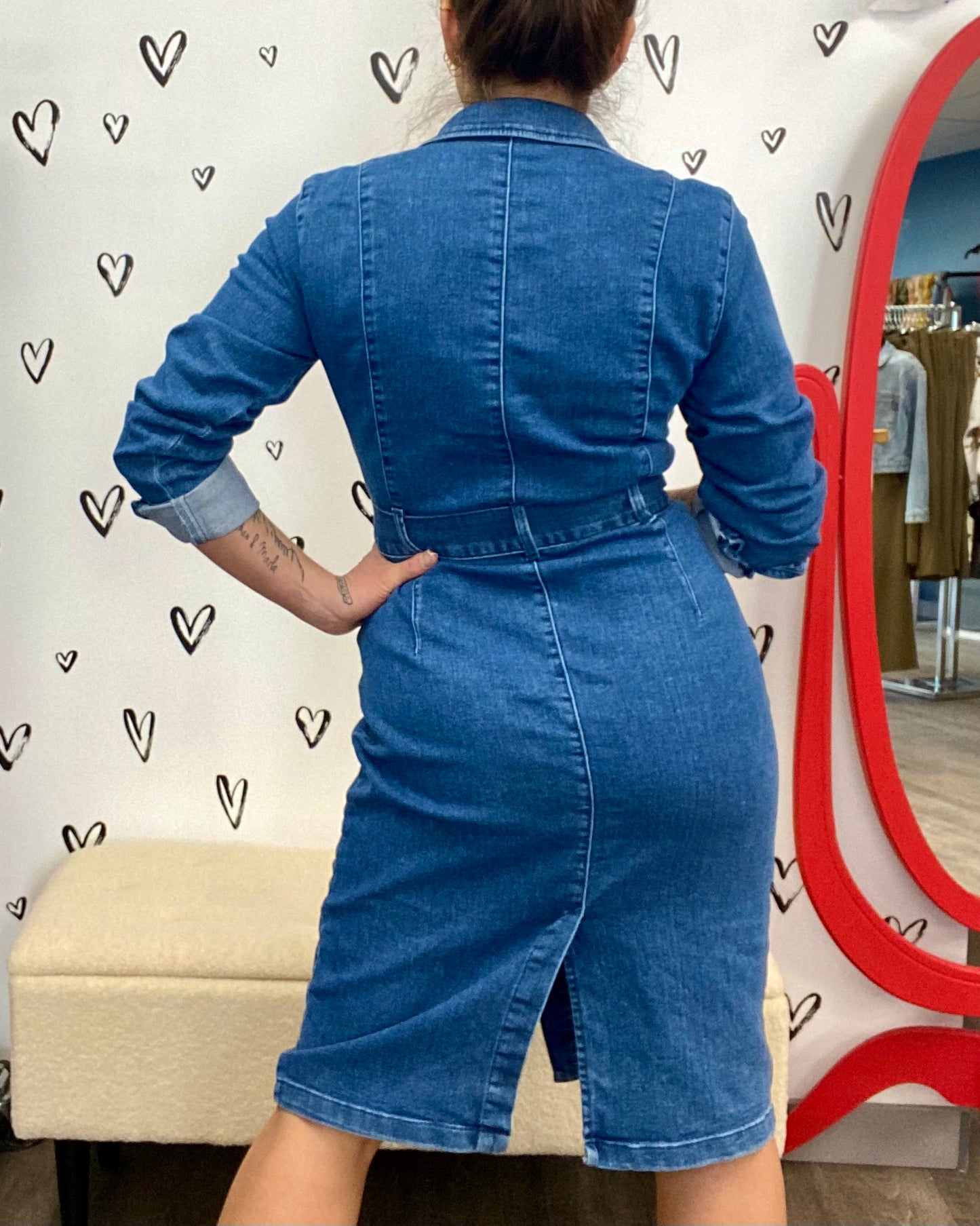 The Nelly Long Sleeve Denim Dress