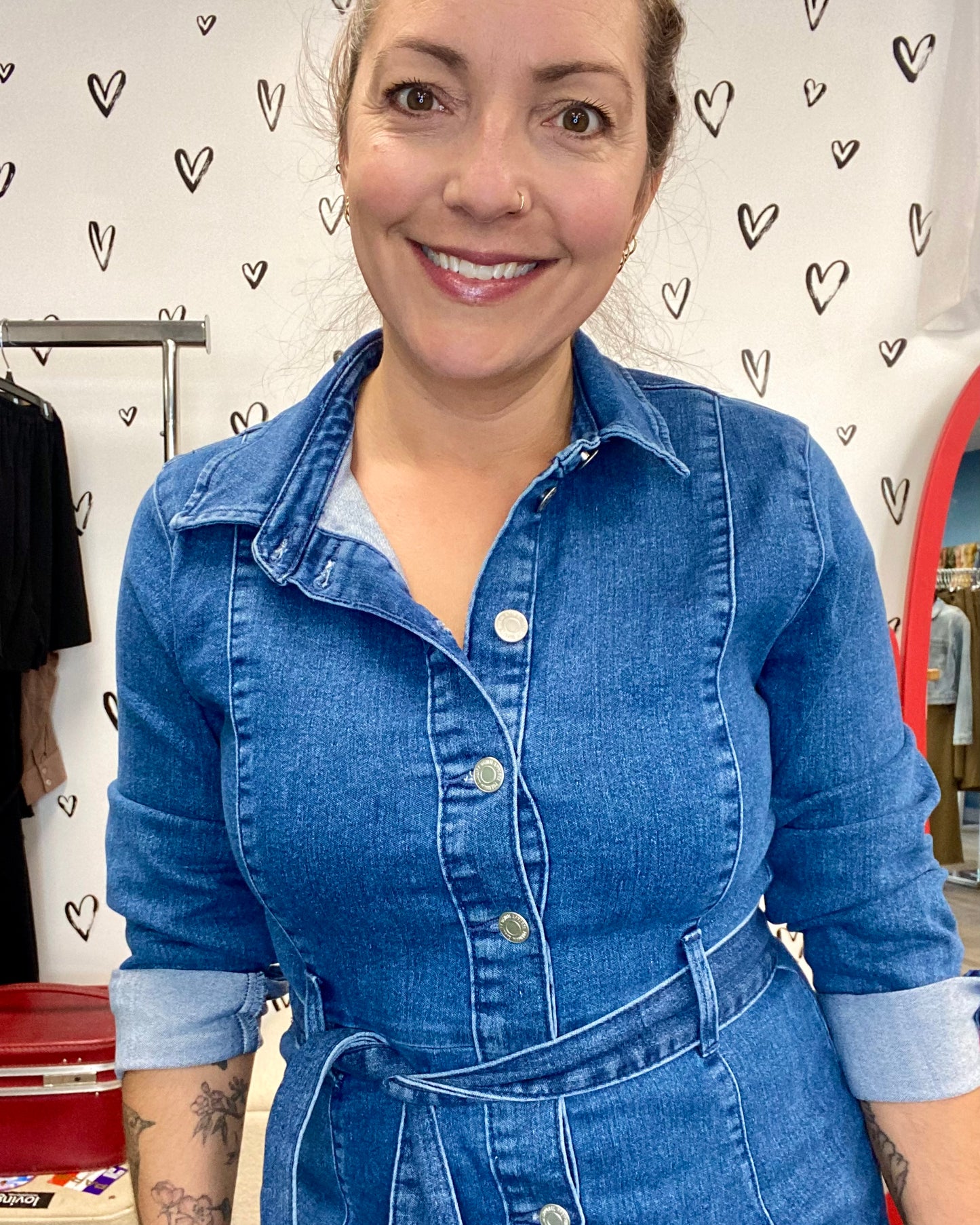 The Nelly Long Sleeve Denim Dress