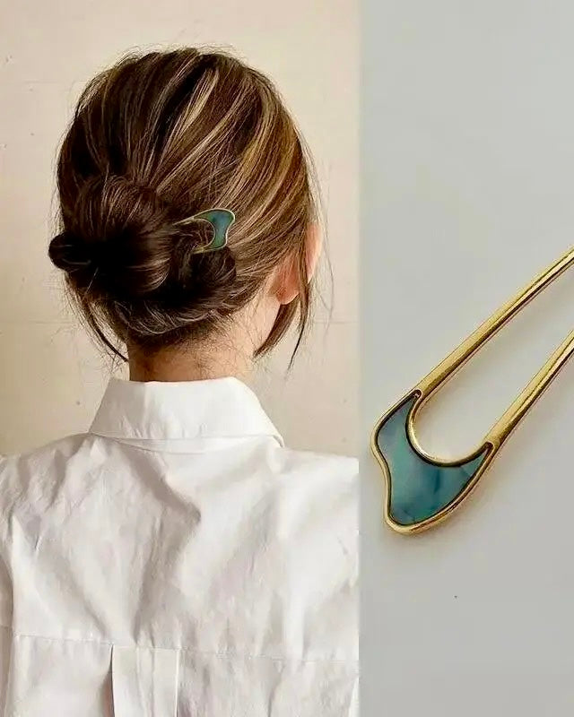 Pearl Inlay Metal French Hair Pin