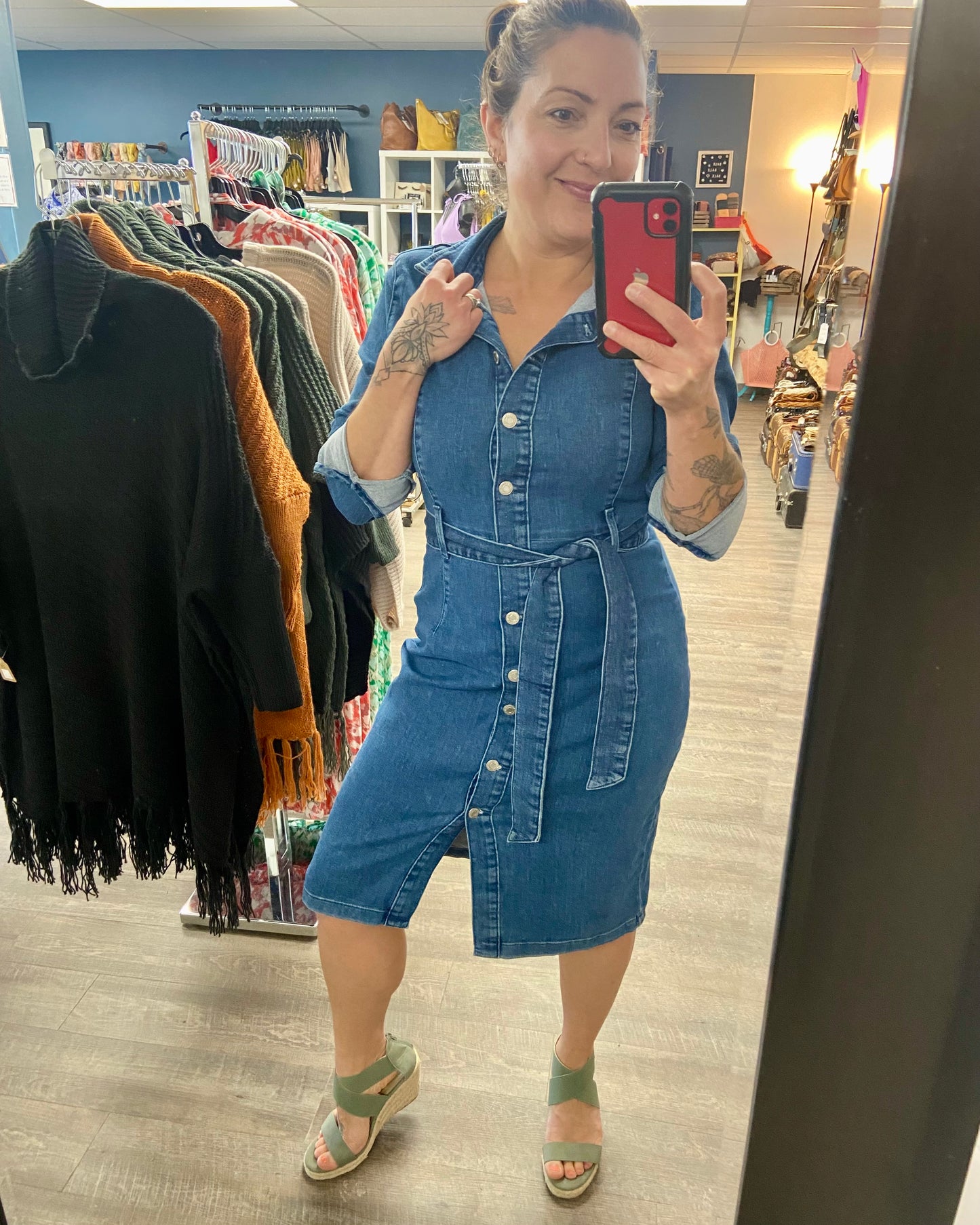 The Nelly Long Sleeve Denim Dress