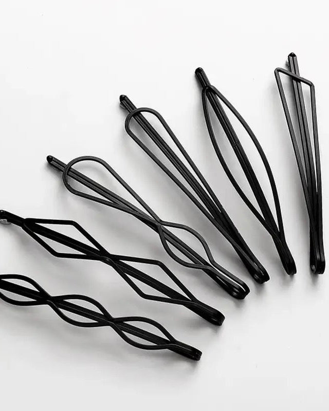 Black Geometric Bobby Pin Set