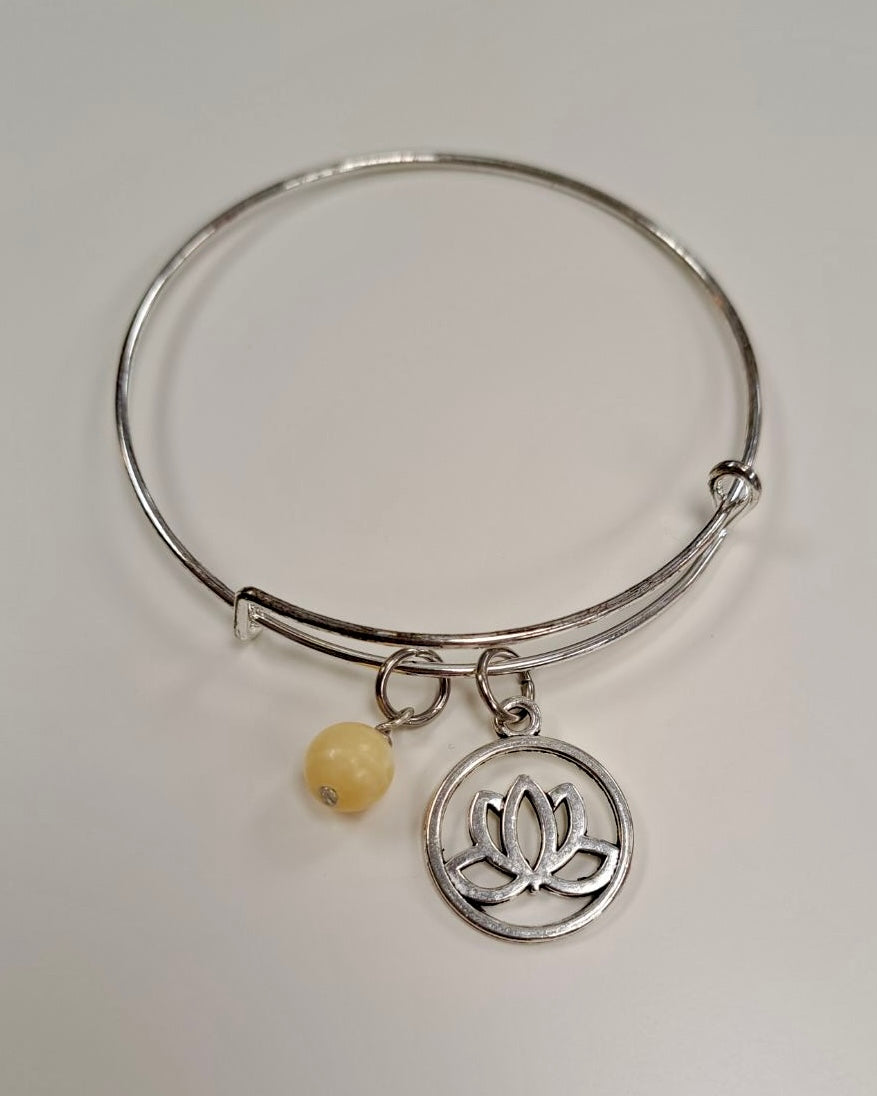 Lotus + Yellow Jade Bangle