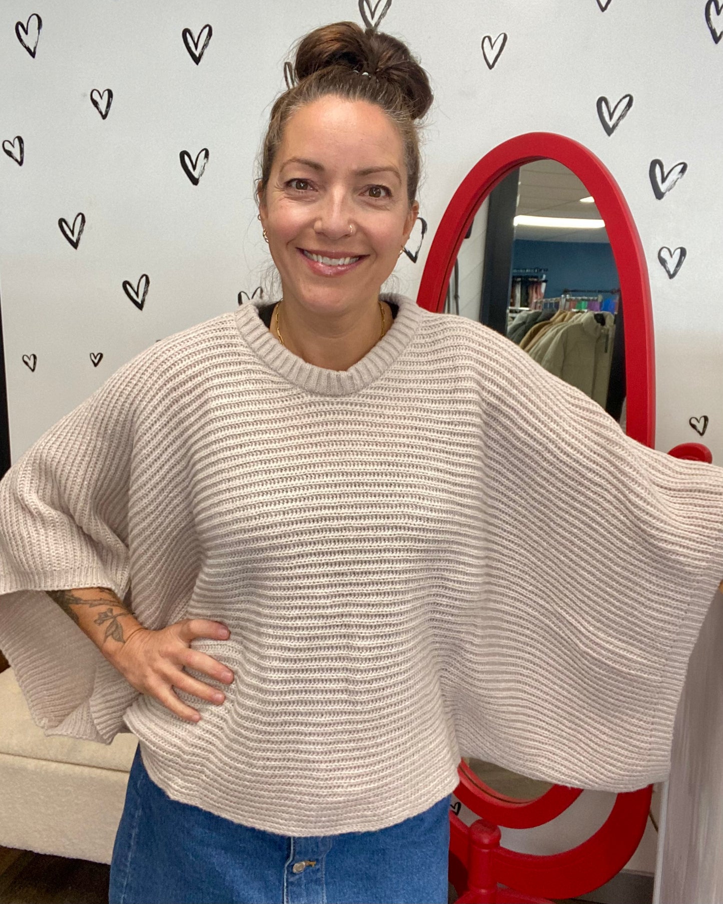 The Ribbed Knit Poncho with Armholes - 3 COLORS