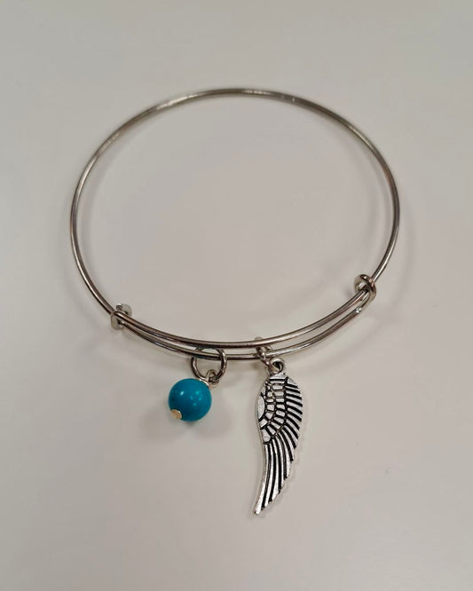 Angel Wing + Blue Howlite Bangle