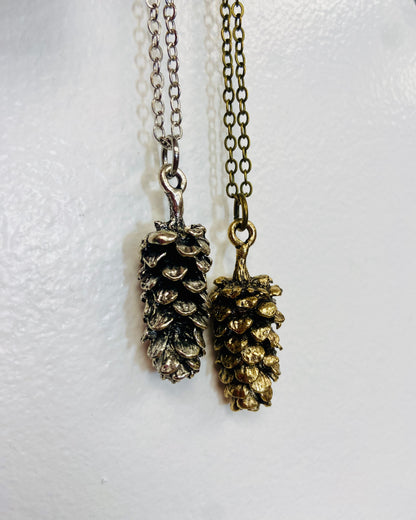 Large Pine Cone Silver Necklace