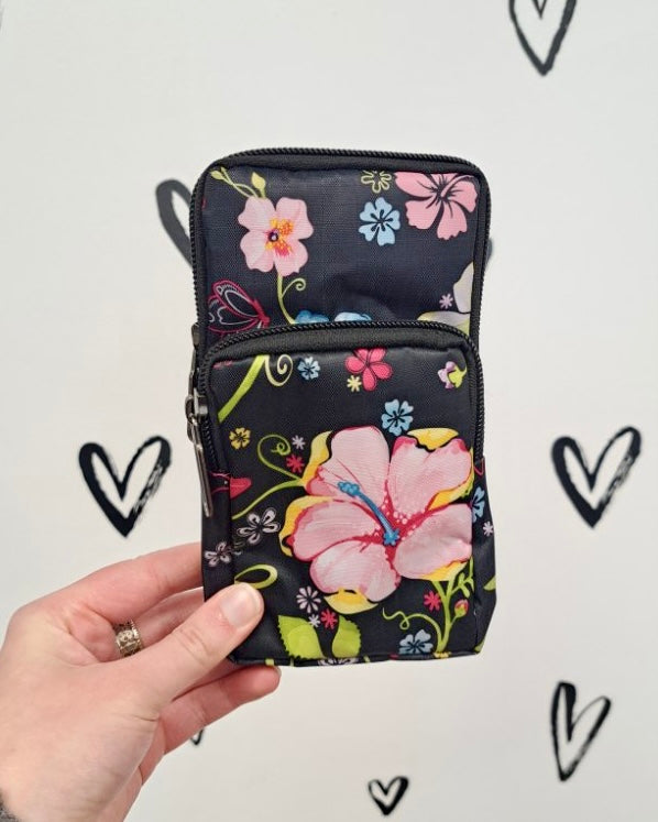 Mini Floral Crossbody + Arm Bag: Black Collection