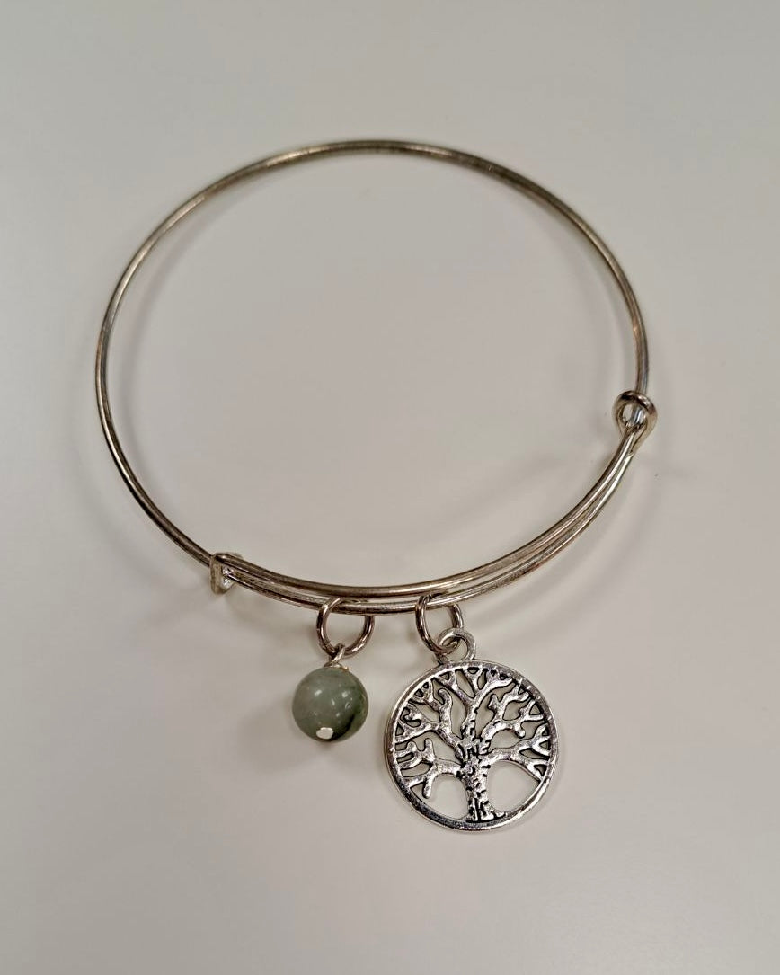 Tree of Life + Moss Agate Bangle