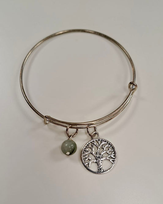 Tree of Life + Moss Agate Bangle