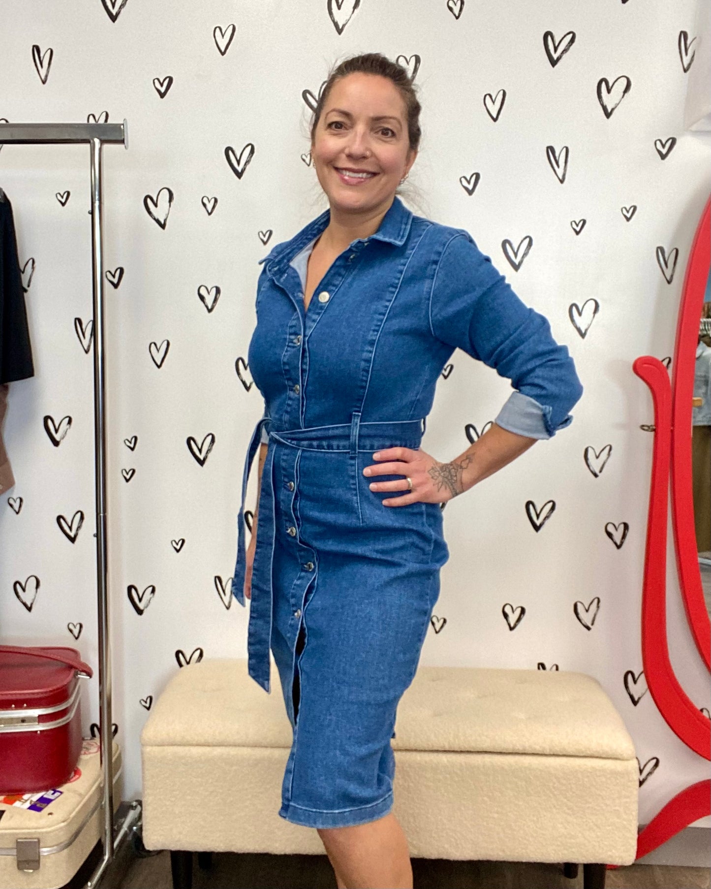 The Nelly Long Sleeve Denim Dress
