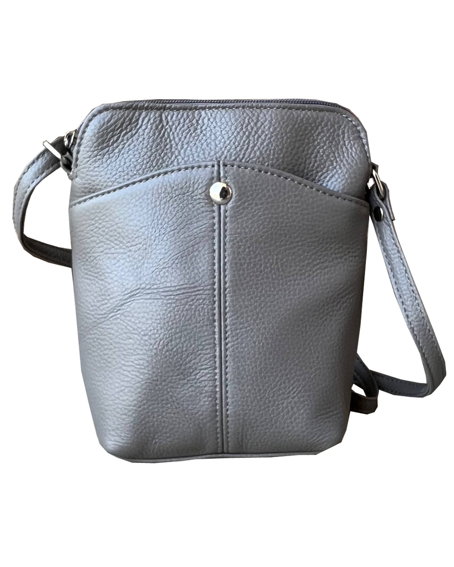 Leather Snap Button Crossbody Purse