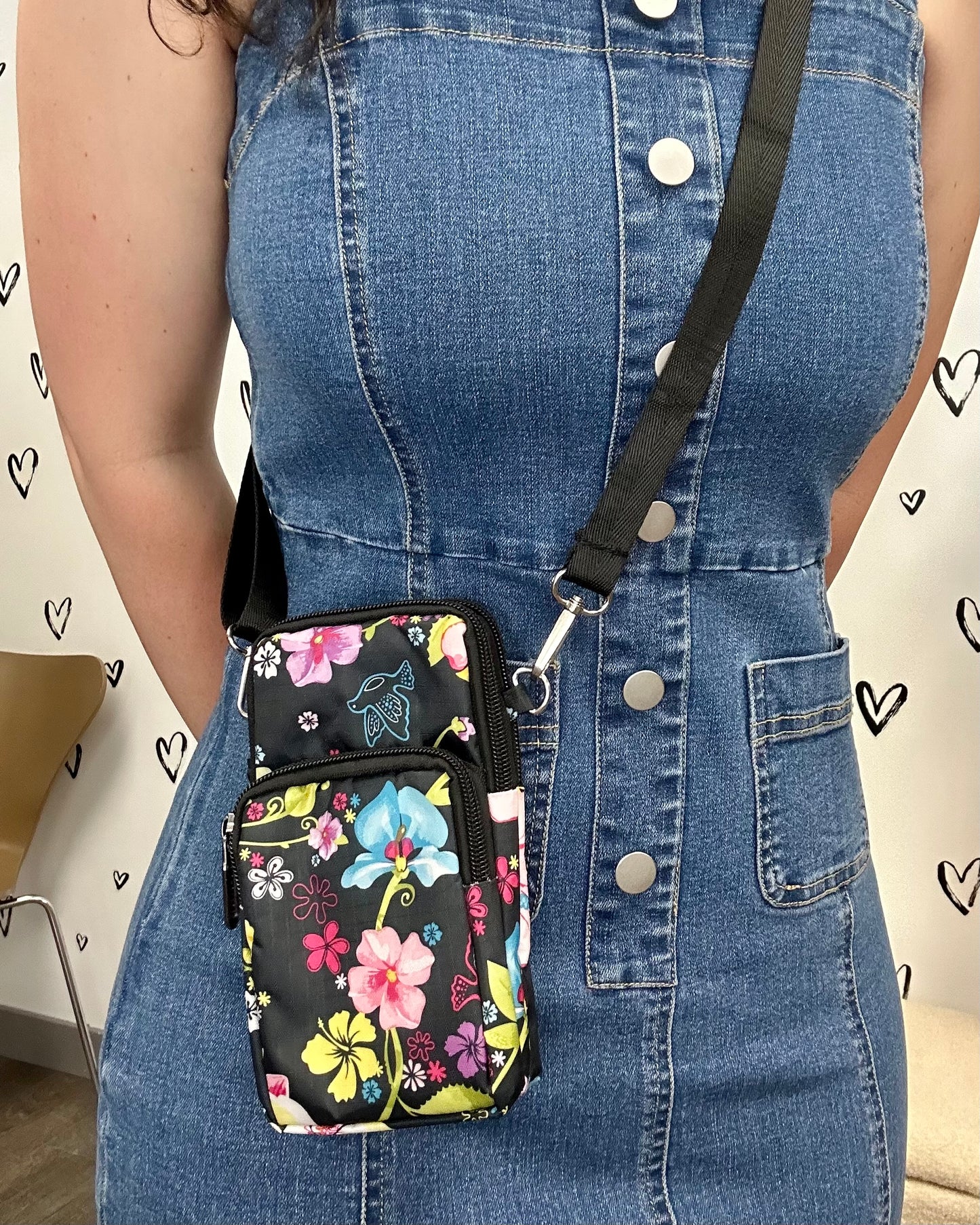 Mini Floral Crossbody + Arm Bag: Black Collection