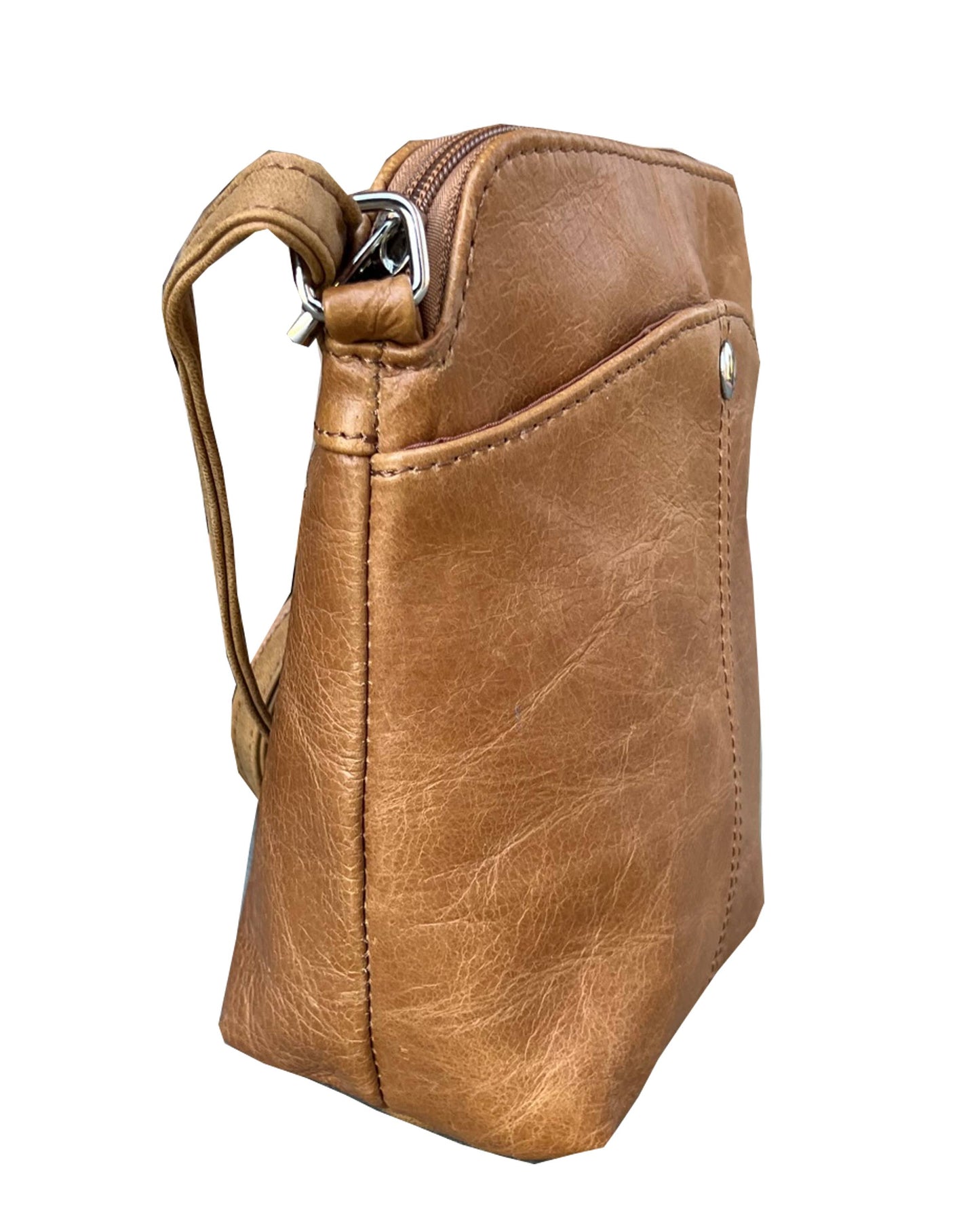 Leather Snap Button Crossbody Purse