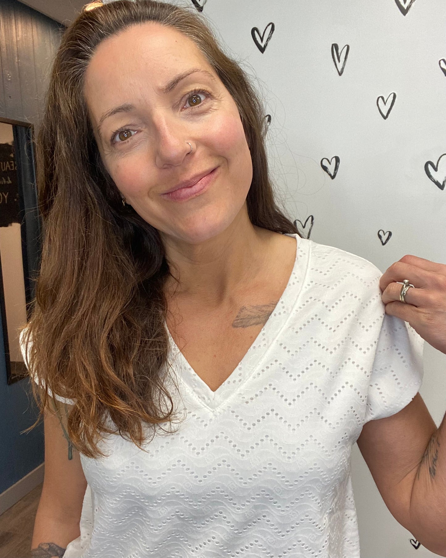 The Thas Eyelet V-Neck Top: 3 COLORS