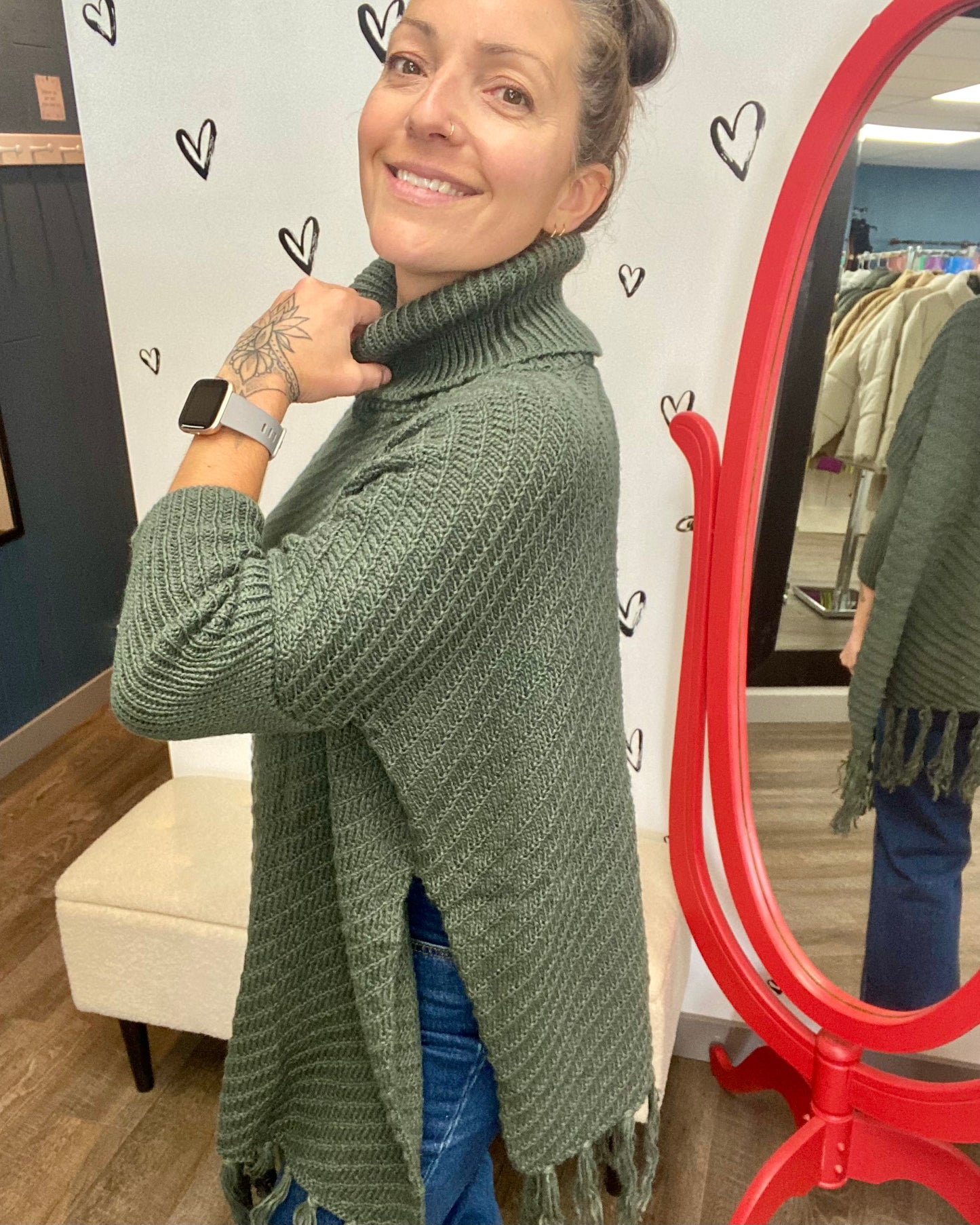 The Roll Neck Poncho Sweater - 4 COLORS