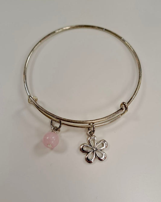 Flower + Rose Quartz Bangle