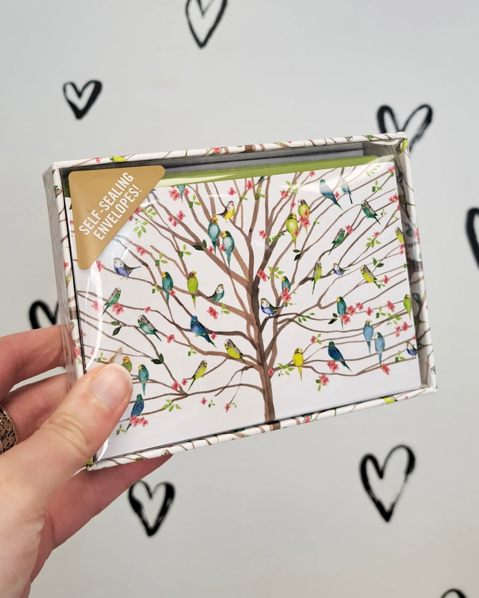 Budgie Tree 14 Greeting Cards