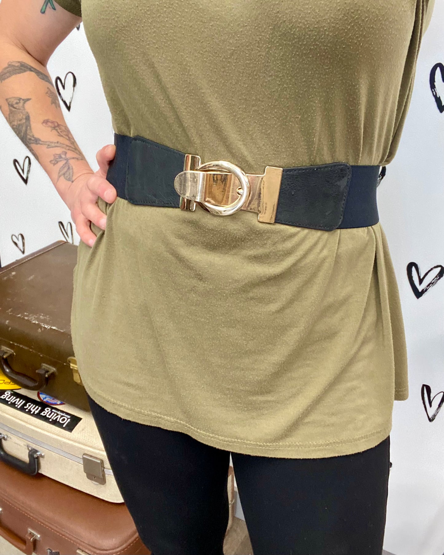 Gold Buckle Stretch Belt