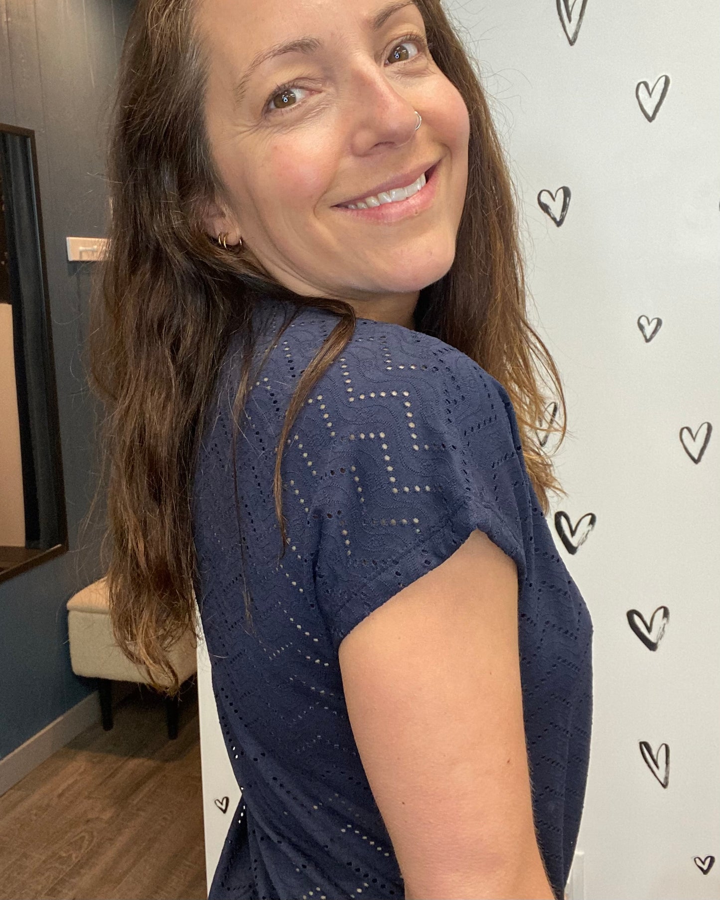 The Thas Eyelet V-Neck Top: 3 COLORS