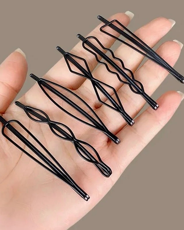 Black Geometric Bobby Pin Set