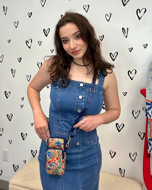 Mini Floral Crossbody + Arm Bag: Blue Collection