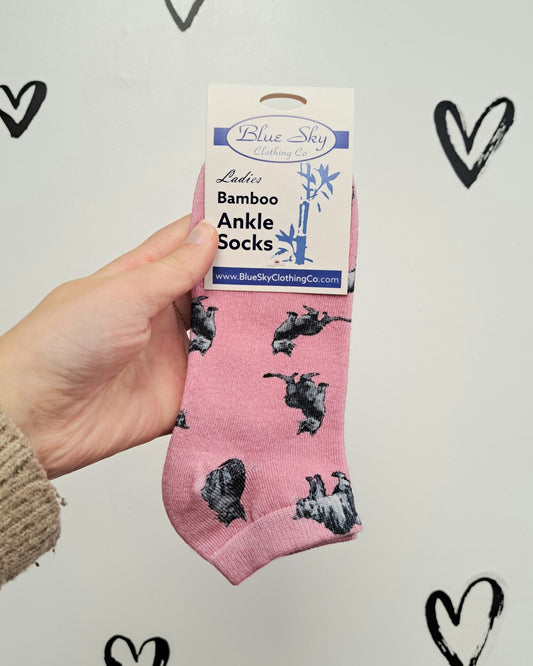 Pink Cat Bamboo Ankle Socks π