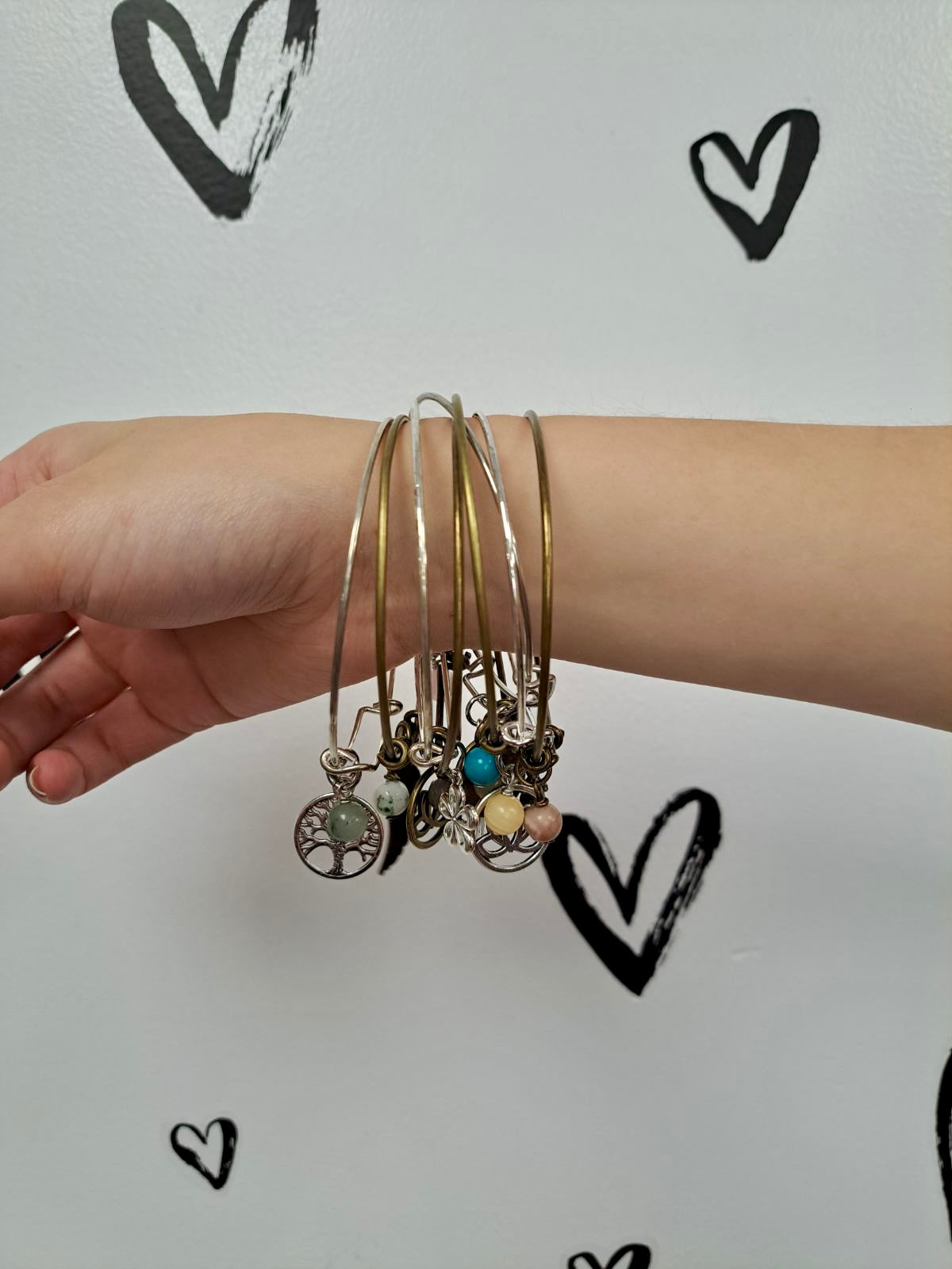 Tree of Life + Moss Agate Bangle