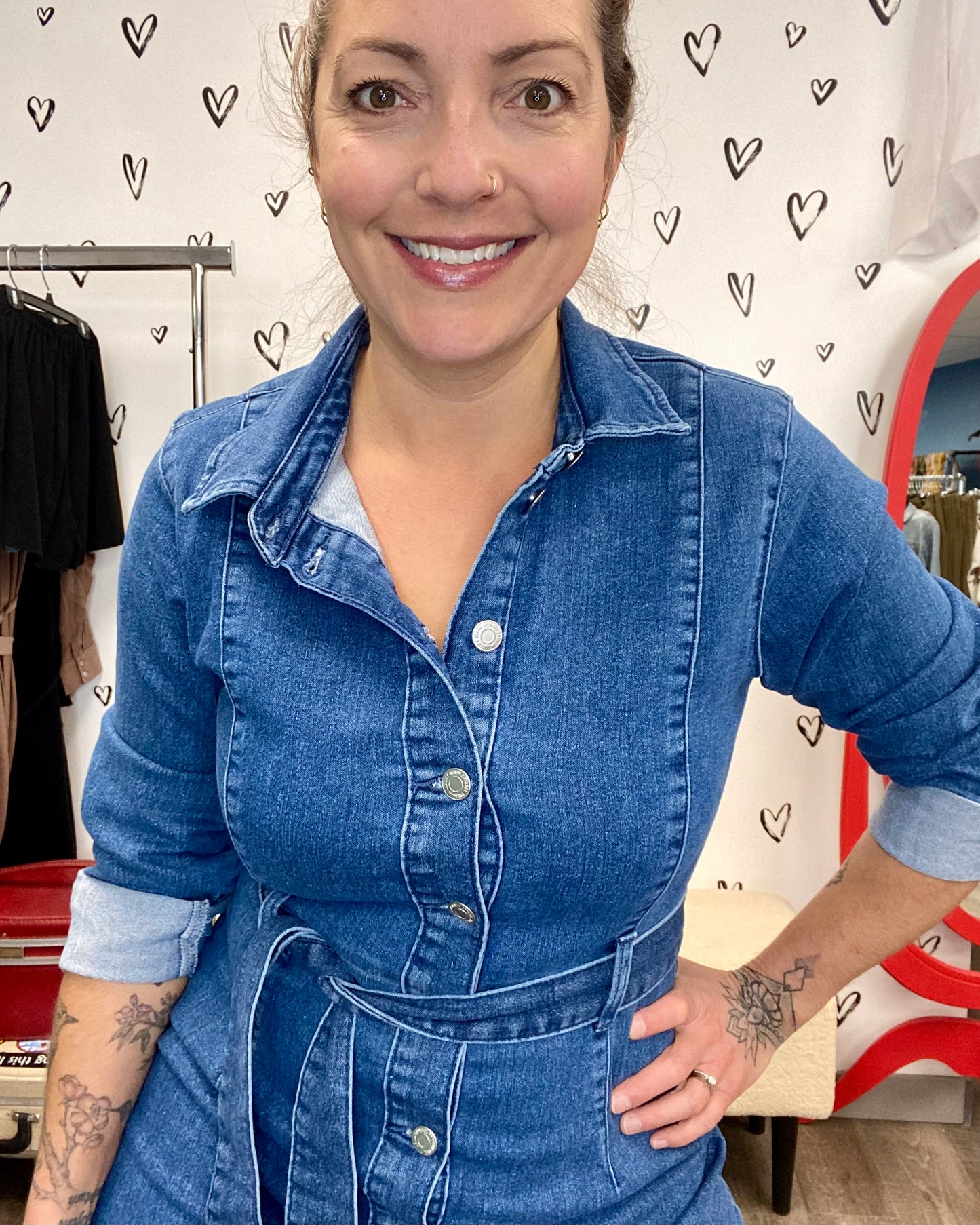 The Nelly Long Sleeve Denim Dress