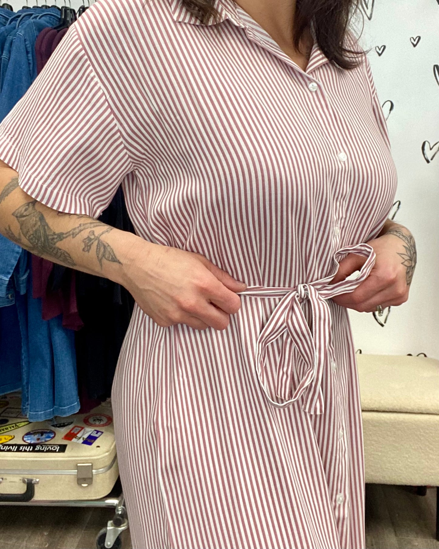 The Bumpy Striped Shirt Dress