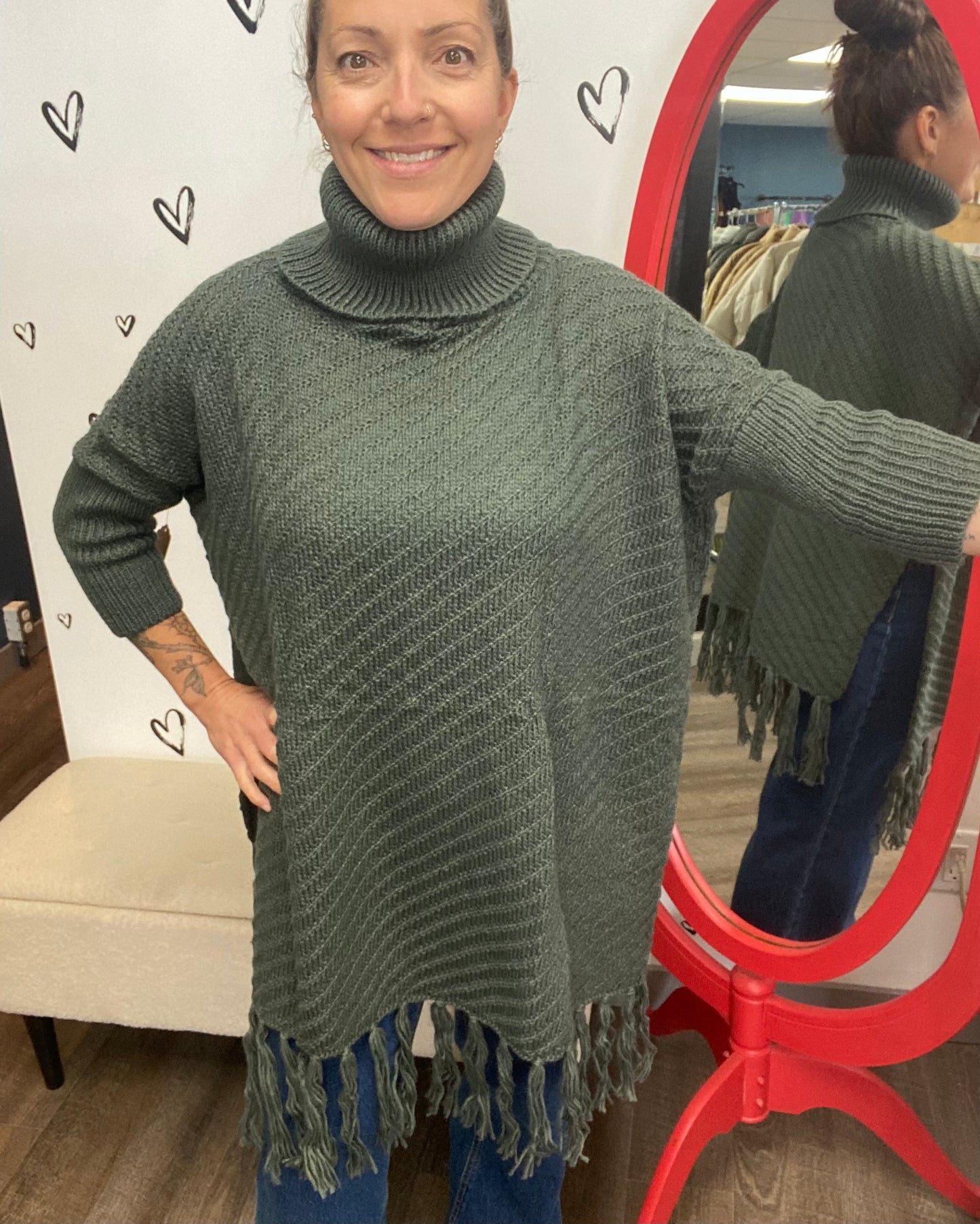 The Roll Neck Poncho Sweater - 4 COLORS