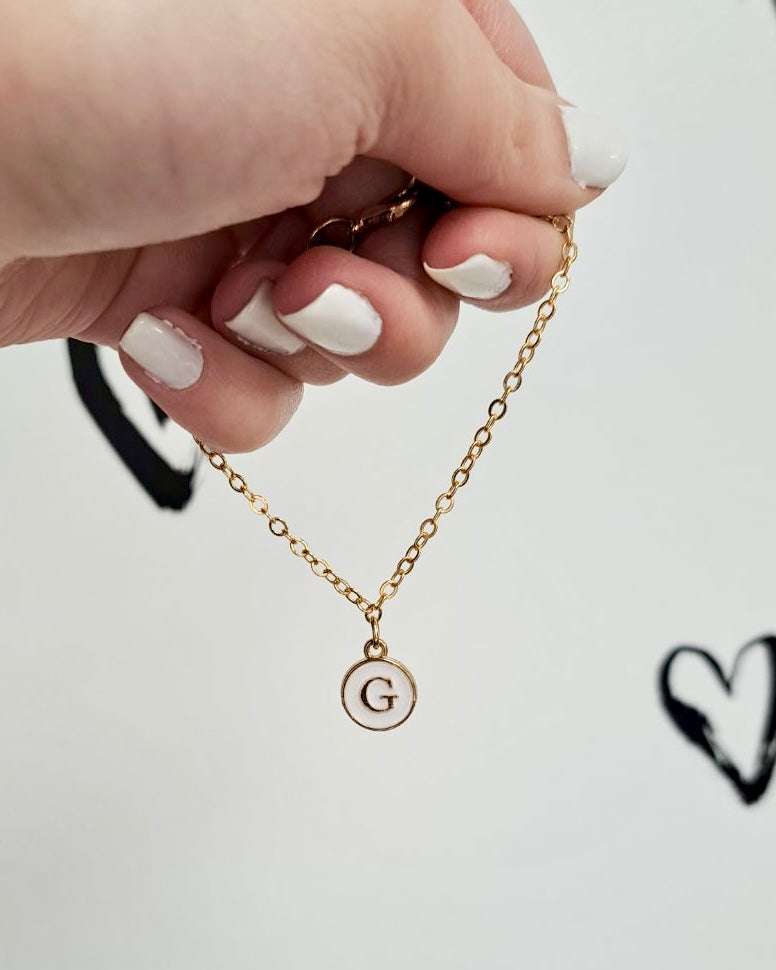 White Initial + Gold Bracelet