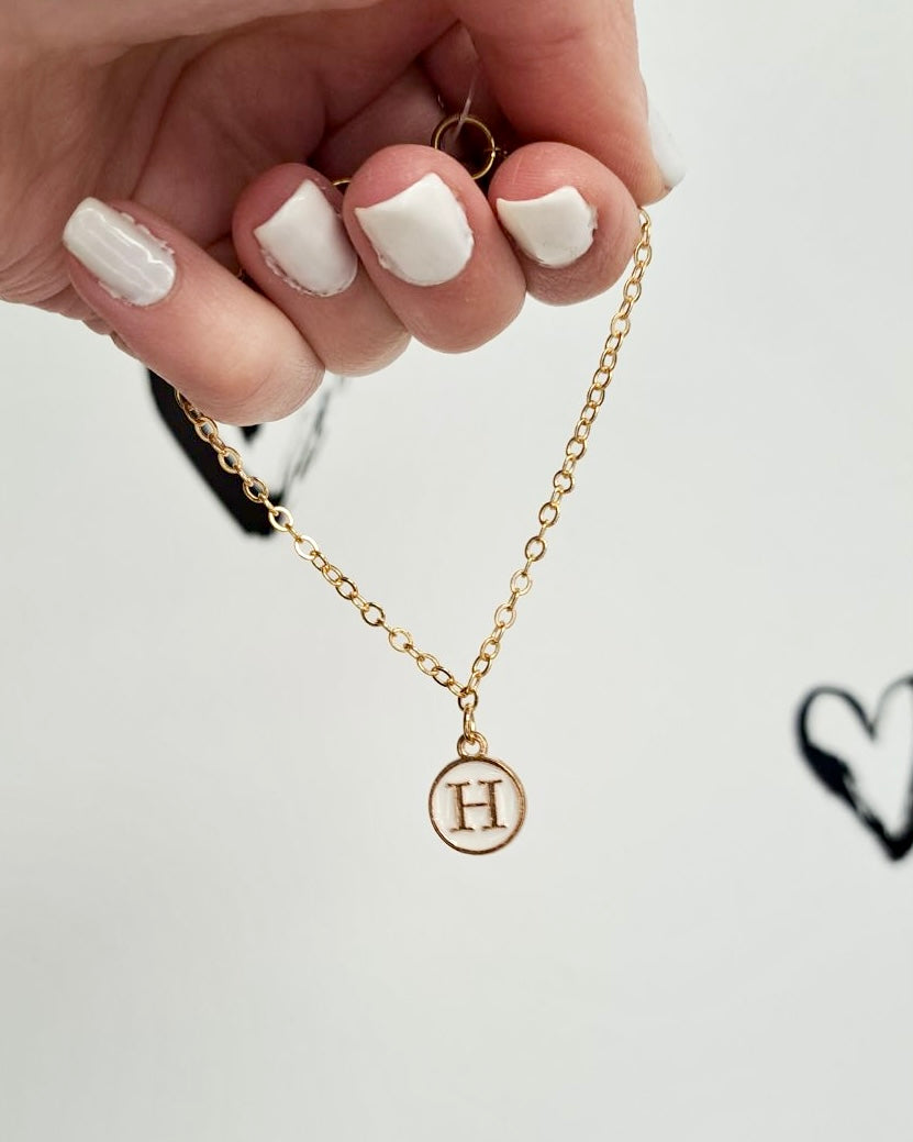 White Initial + Gold Bracelet