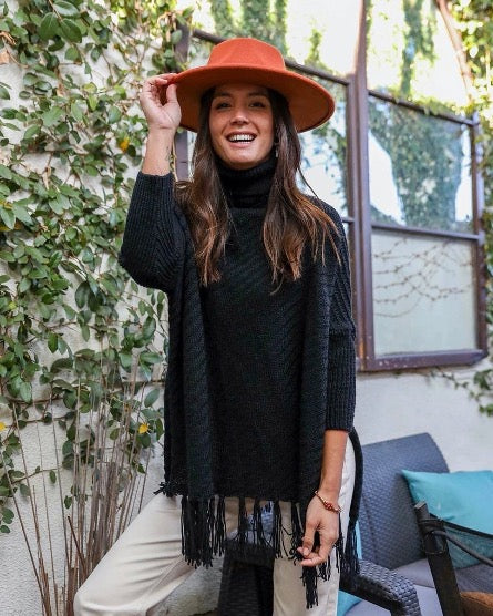 The Roll Neck Poncho Sweater - 4 COLORS