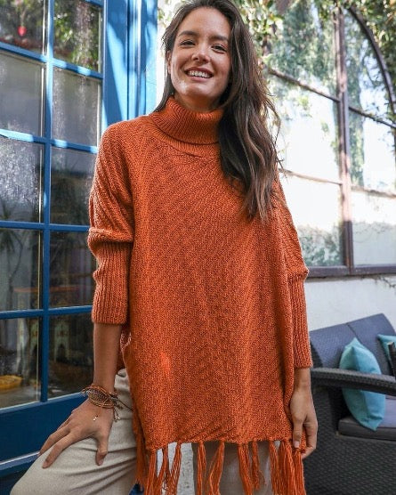The Roll Neck Poncho Sweater - 4 COLORS