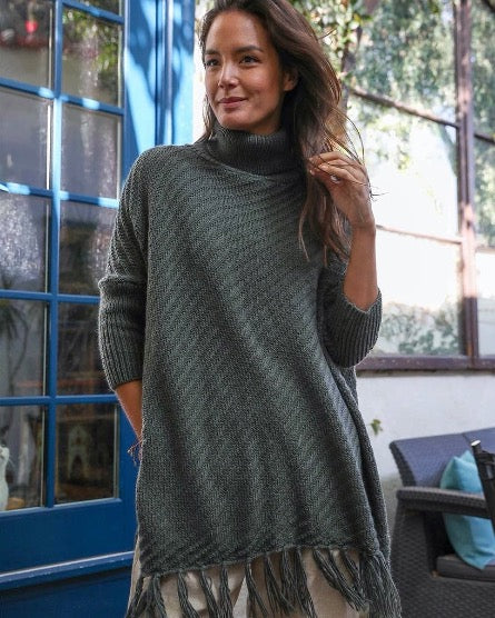 The Roll Neck Poncho Sweater - 4 COLORS