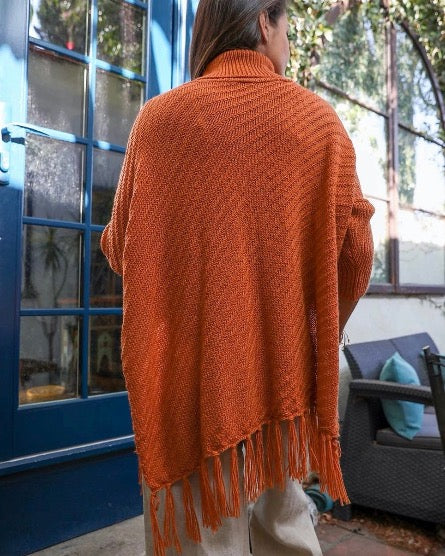 The Roll Neck Poncho Sweater - 4 COLORS