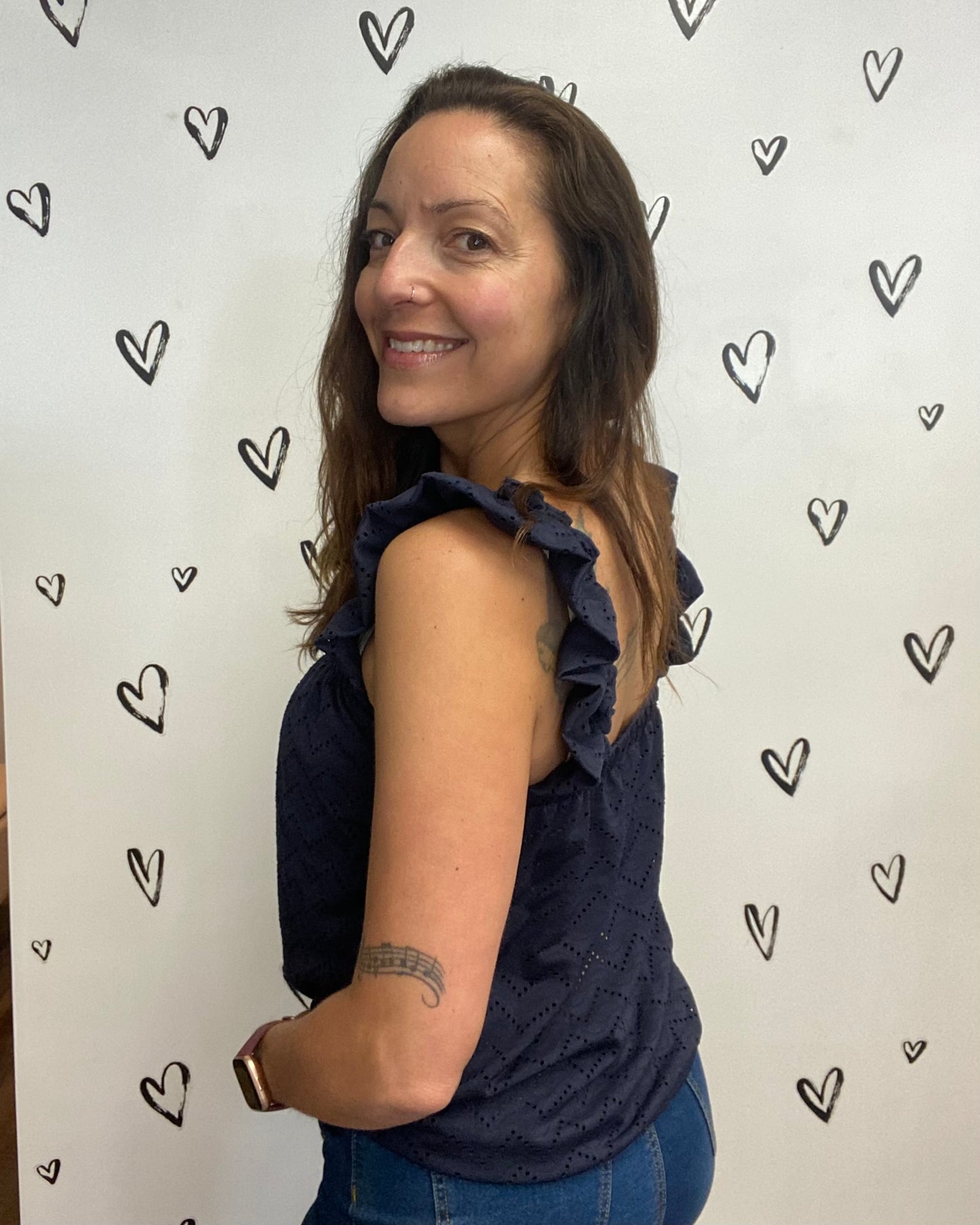 The Thas Eyelet Ruffle Singlet Top: 2 COLORS