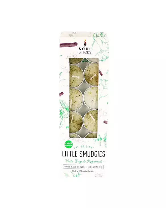 Peppermint + White Sage Little Smudgies Tea Light Candle Pack