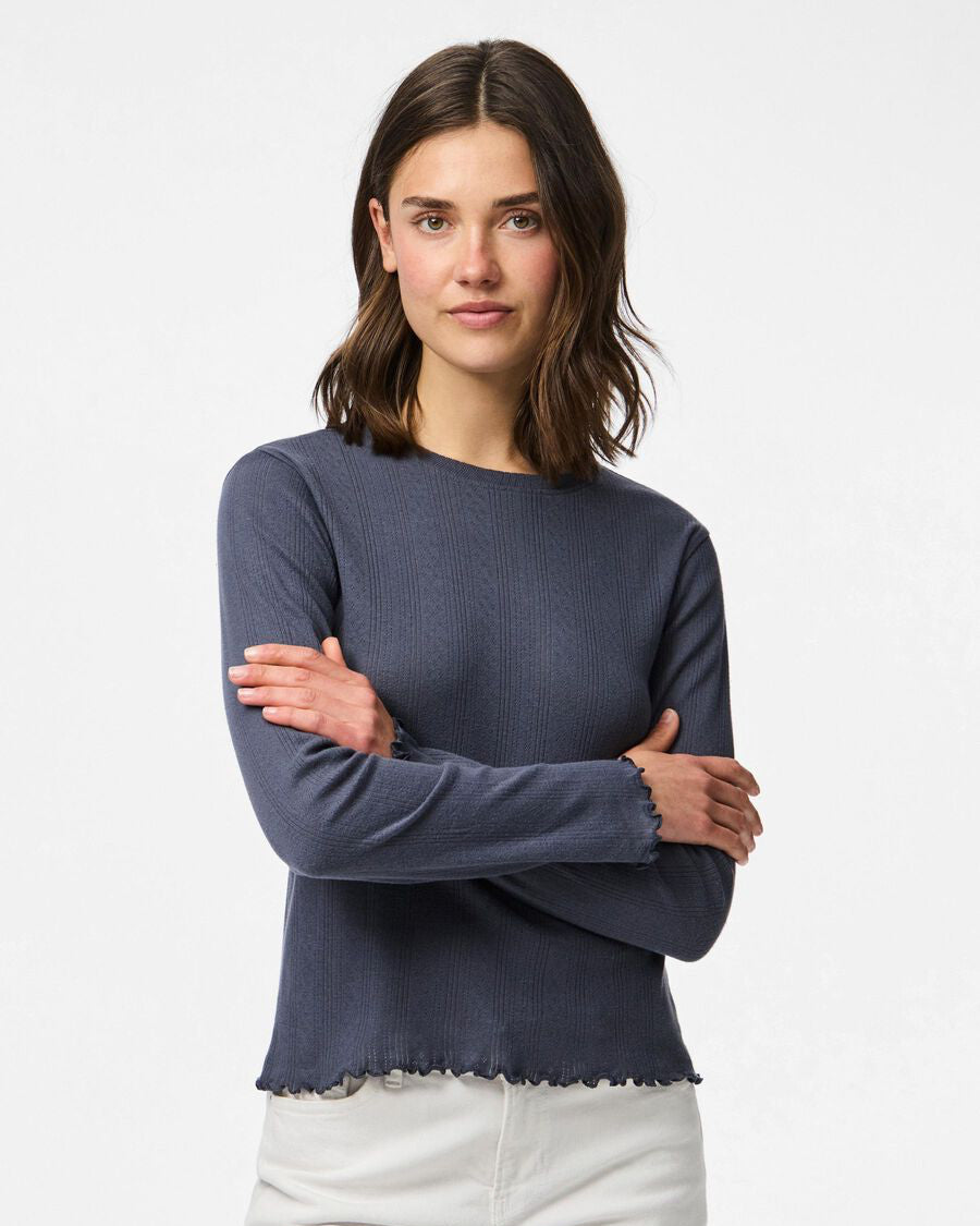 The Marie Lettuce Hem Ribbed Top - 3 COLORS