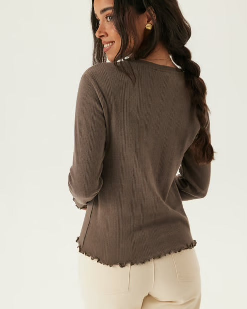The Marie Lettuce Hem Ribbed Top - 3 COLORS
