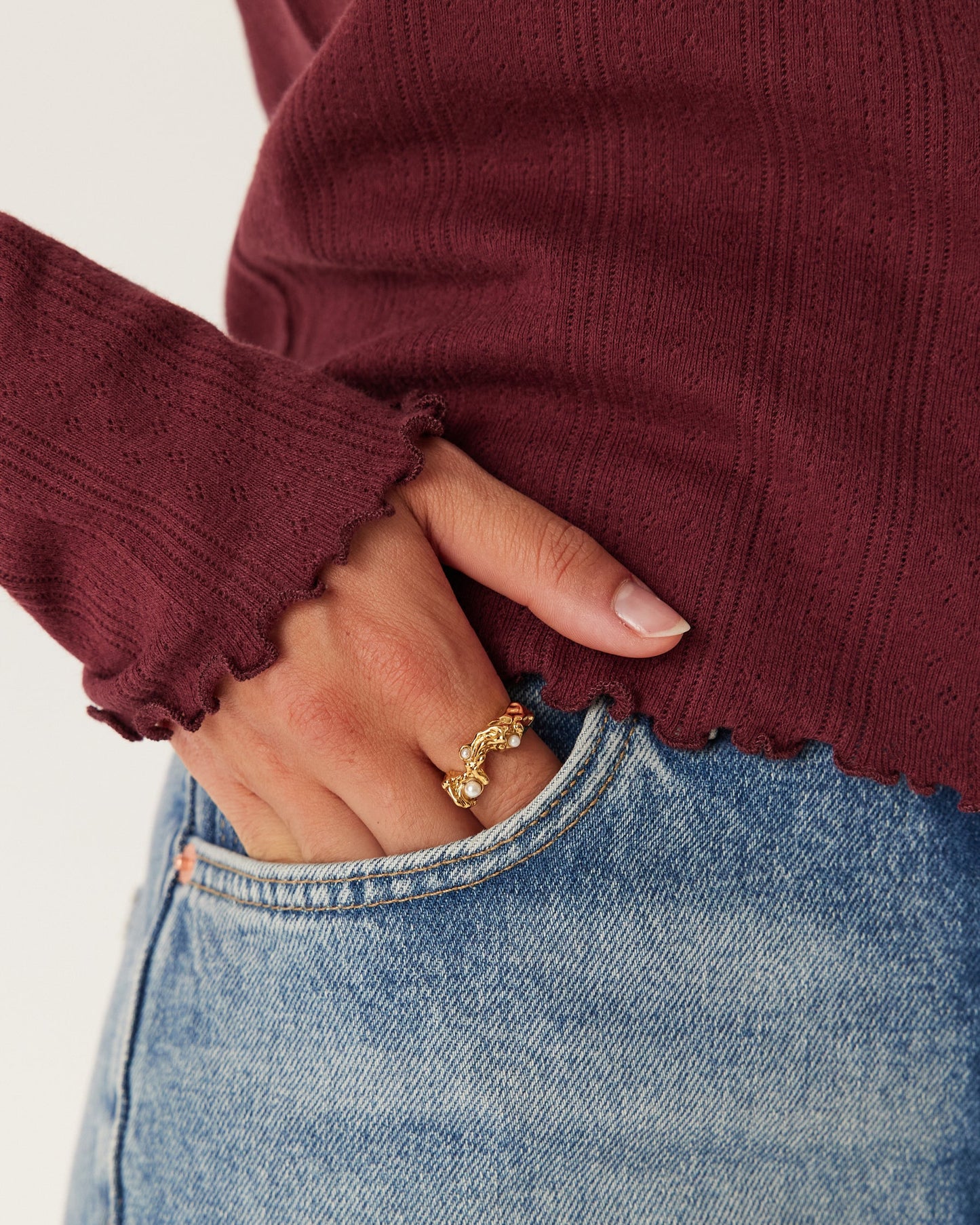 The Marie Lettuce Hem Ribbed Top - 3 COLORS