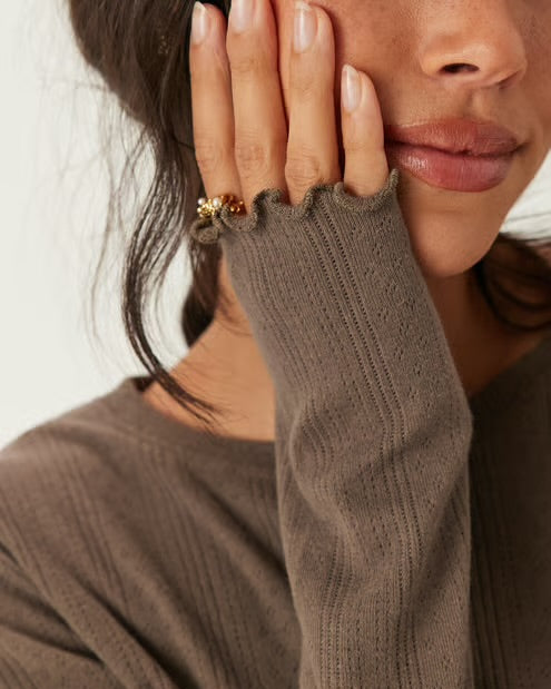 The Marie Lettuce Hem Ribbed Top - 3 COLORS