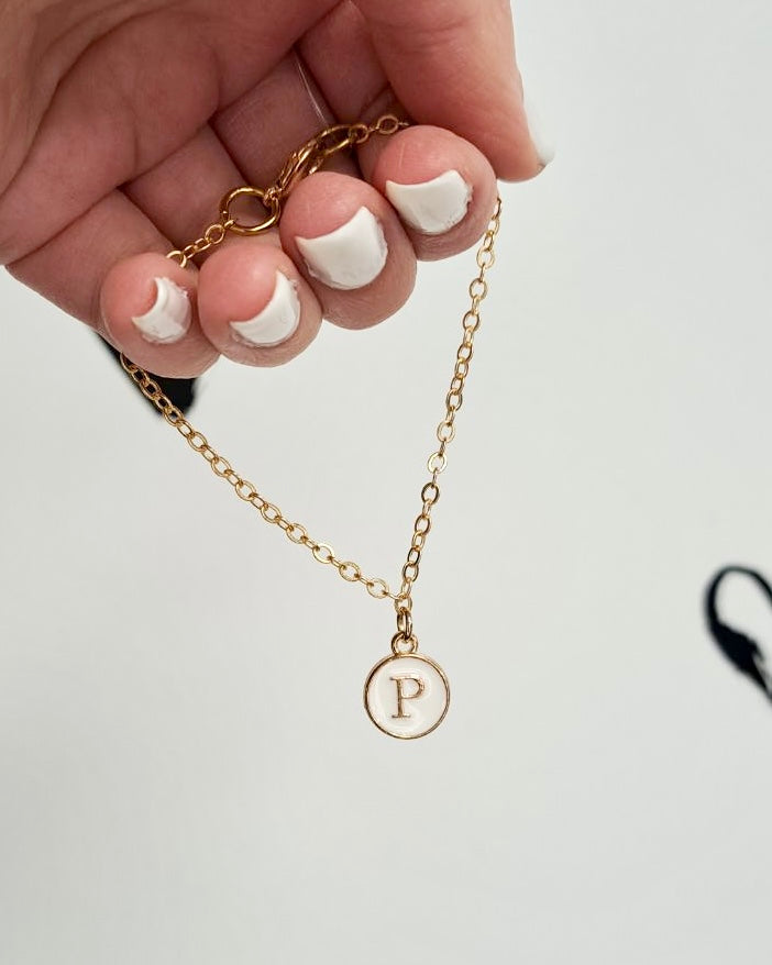 White Initial + Gold Bracelet