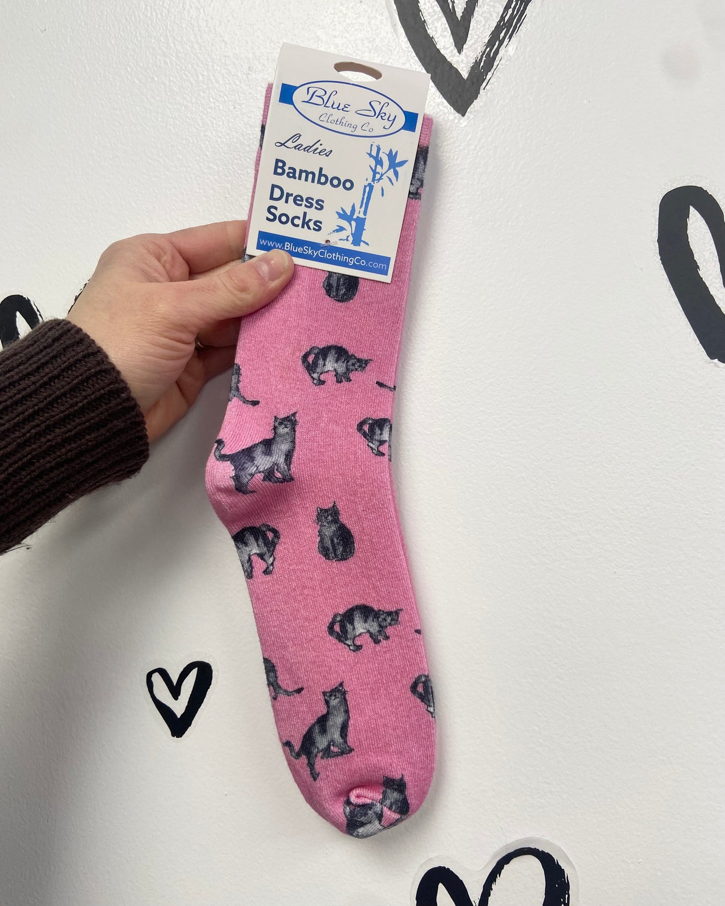 Pink Cat Bamboo Dress Socks π