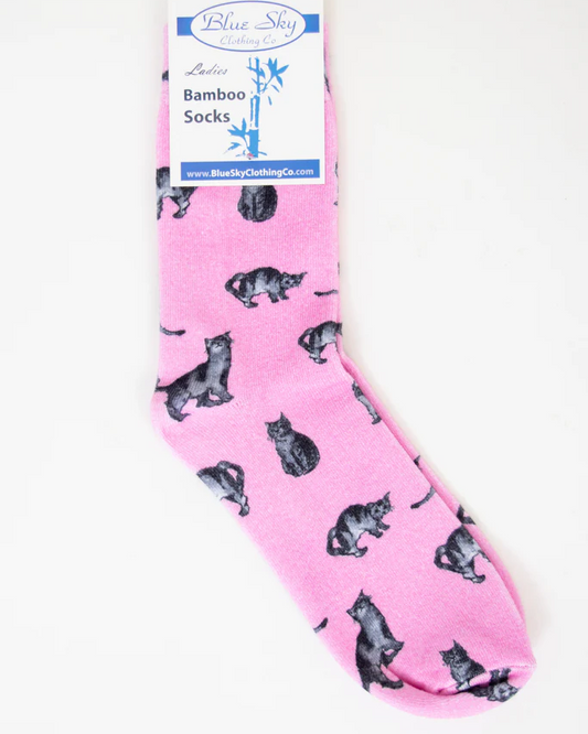 Pink Cat Bamboo Dress Socks π