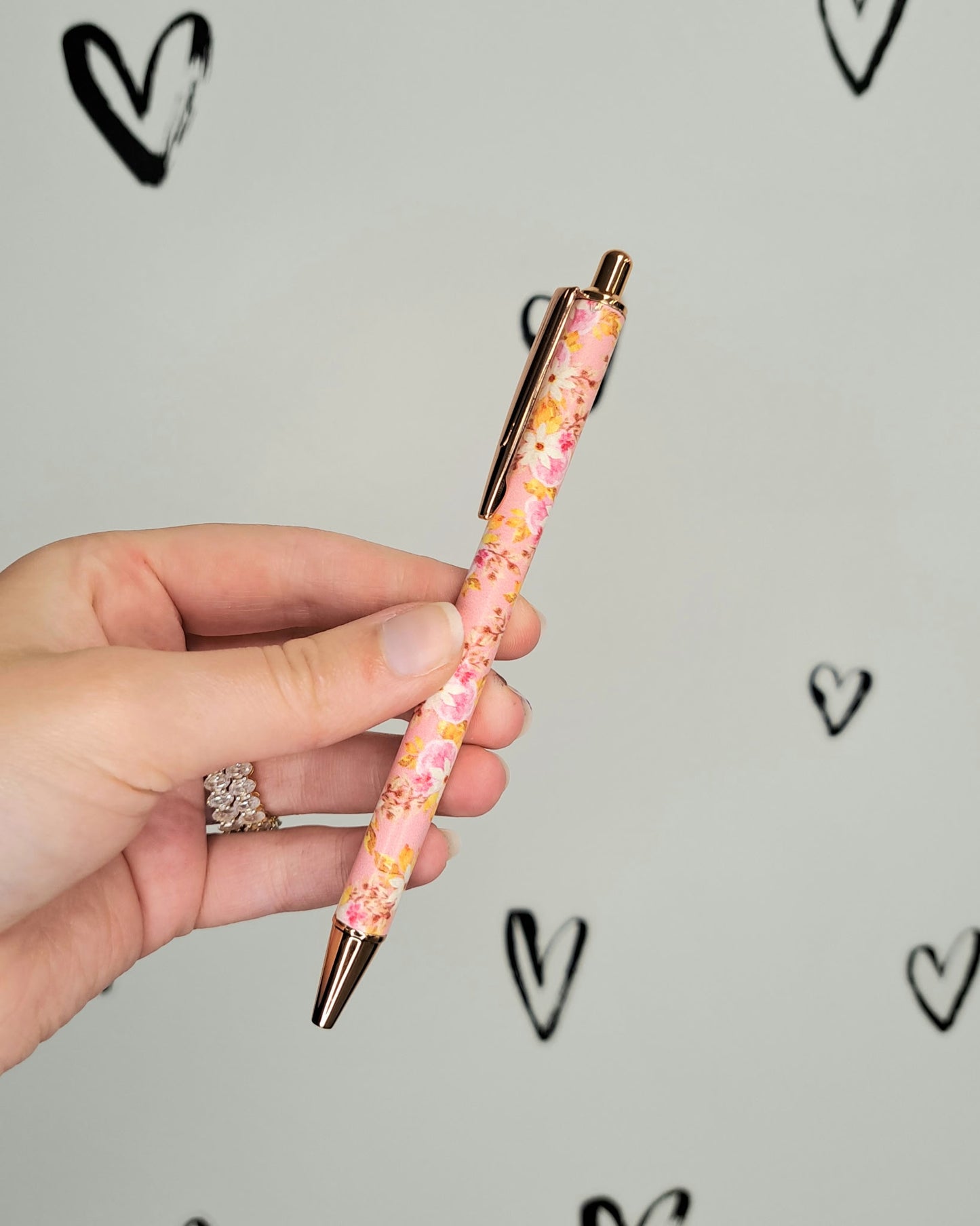 Rose Gold Floral Pen