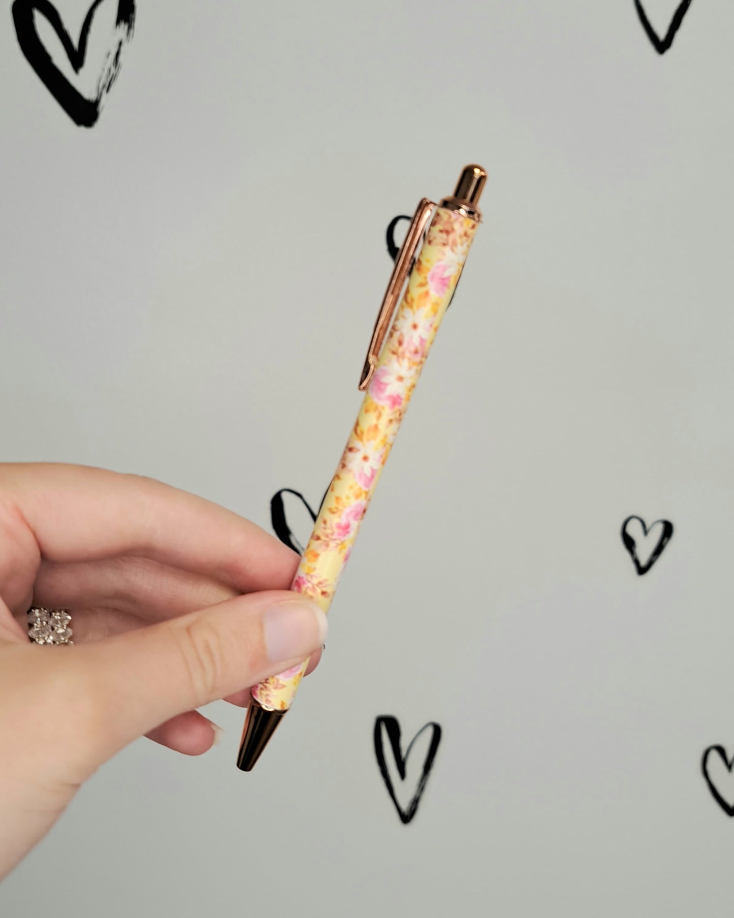 Rose Gold Floral Pen