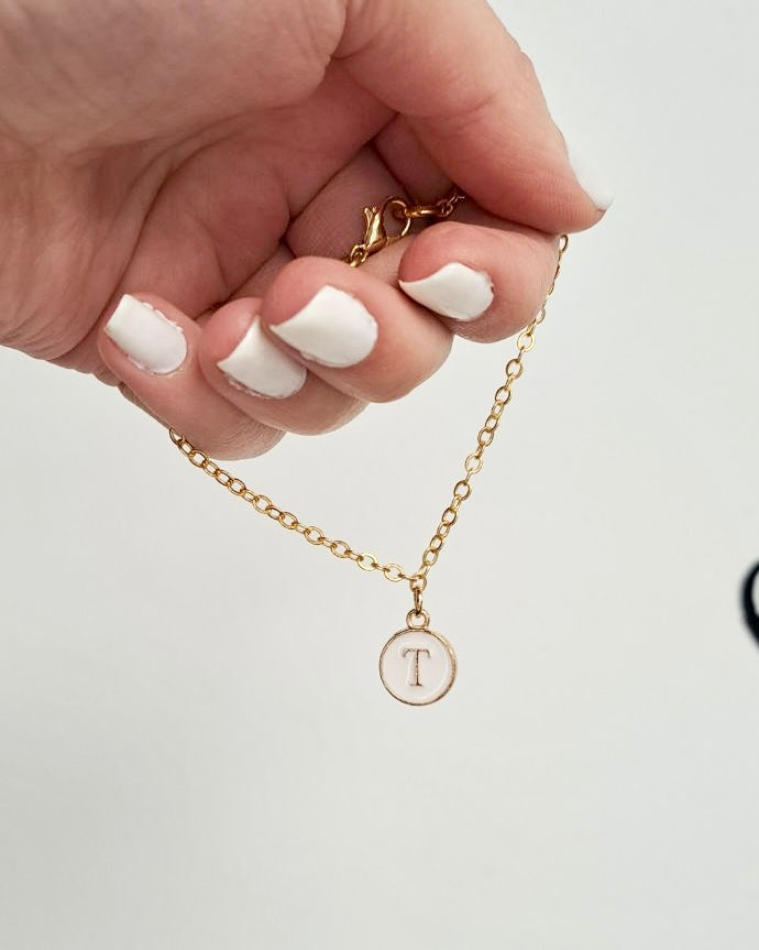White Initial + Gold Bracelet