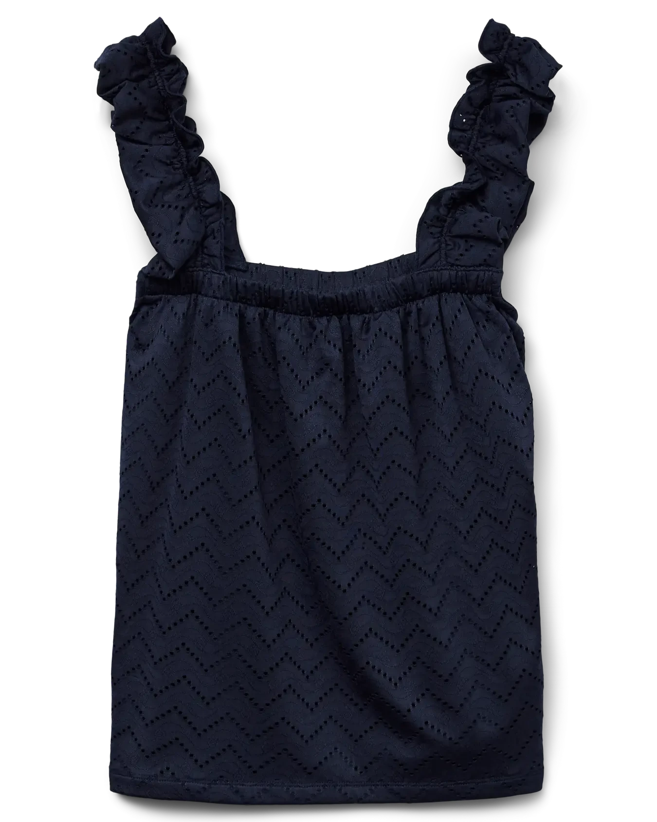 The Thas Eyelet Ruffle Singlet Top: 2 COLORS