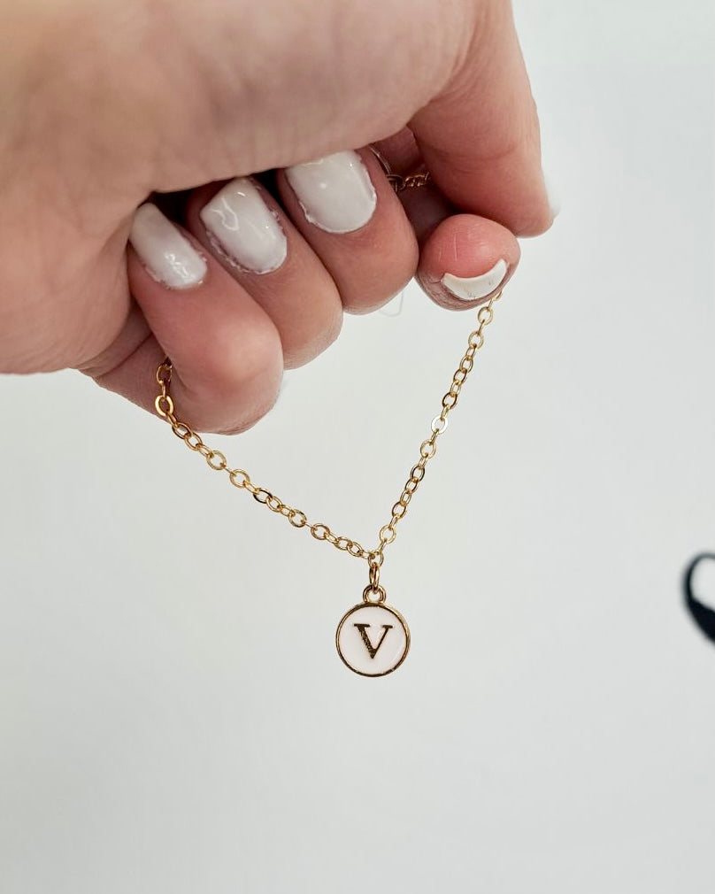 White Initial + Gold Bracelet